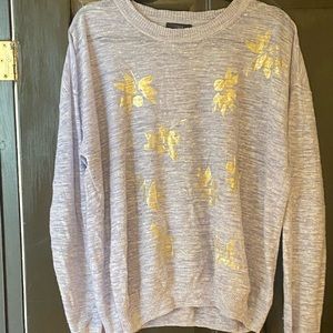 Lavender marked cotton sweater with gold detail
